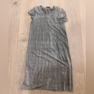 Vici Taupe/ white washed Short Sleeve Jersey dress